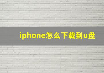 iphone怎么下载到u盘