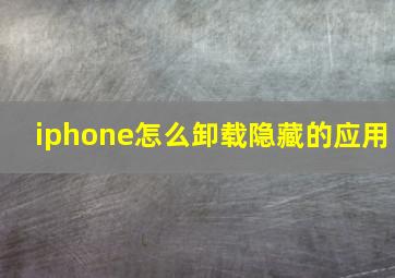 iphone怎么卸载隐藏的应用