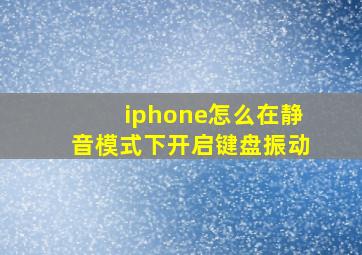 iphone怎么在静音模式下开启键盘振动