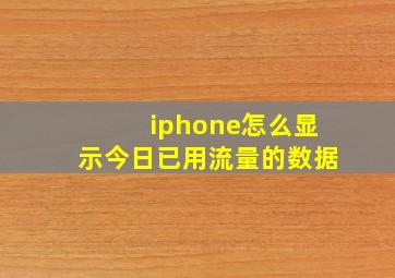 iphone怎么显示今日已用流量的数据