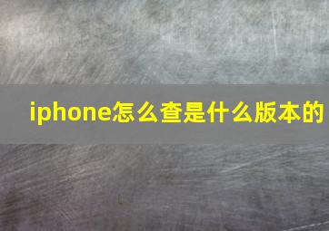 iphone怎么查是什么版本的