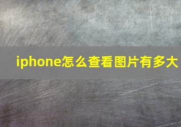 iphone怎么查看图片有多大