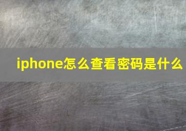 iphone怎么查看密码是什么