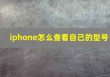 iphone怎么查看自己的型号