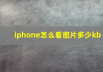 iphone怎么看图片多少kb