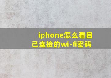 iphone怎么看自己连接的wi-fi密码