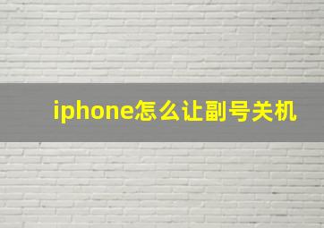 iphone怎么让副号关机