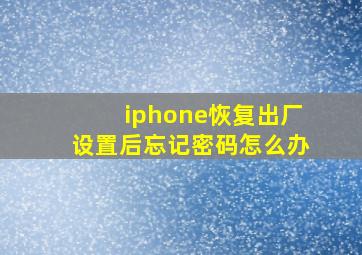 iphone恢复出厂设置后忘记密码怎么办