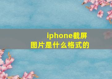 iphone截屏图片是什么格式的