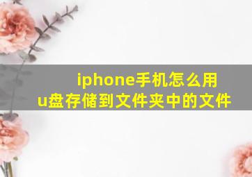 iphone手机怎么用u盘存储到文件夹中的文件