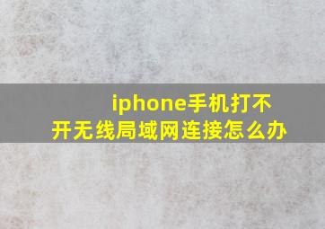 iphone手机打不开无线局域网连接怎么办