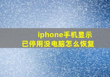 iphone手机显示已停用没电脑怎么恢复