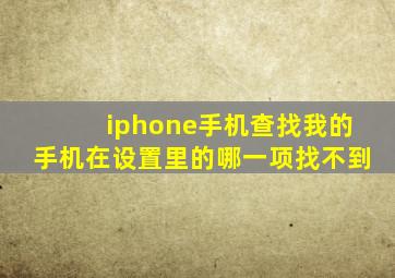 iphone手机查找我的手机在设置里的哪一项找不到