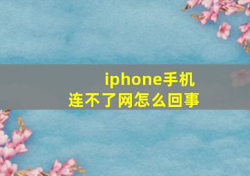 iphone手机连不了网怎么回事