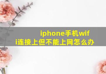 iphone手机wifi连接上但不能上网怎么办