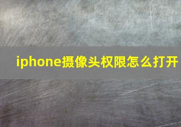 iphone摄像头权限怎么打开