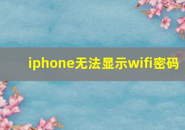 iphone无法显示wifi密码