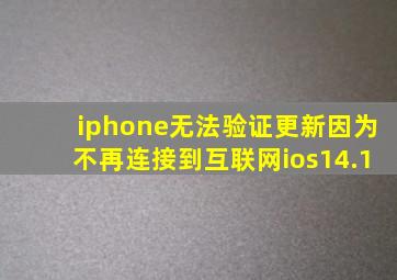 iphone无法验证更新因为不再连接到互联网ios14.1