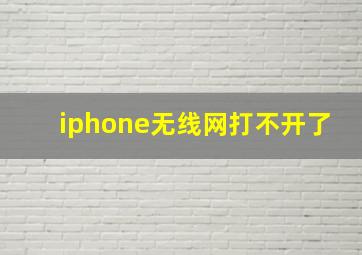 iphone无线网打不开了