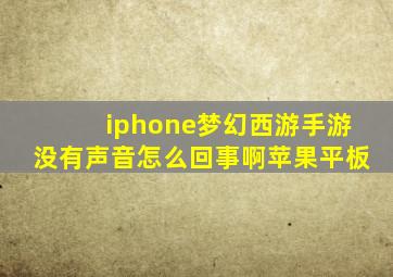 iphone梦幻西游手游没有声音怎么回事啊苹果平板