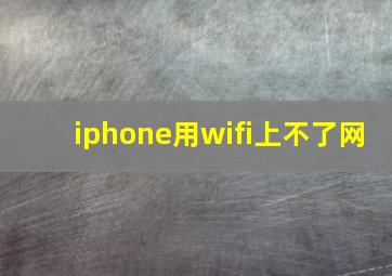 iphone用wifi上不了网