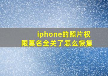 iphone的照片权限莫名全关了怎么恢复