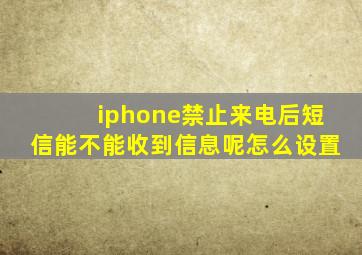 iphone禁止来电后短信能不能收到信息呢怎么设置