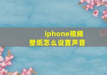 iphone视频壁纸怎么设置声音