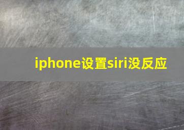 iphone设置siri没反应