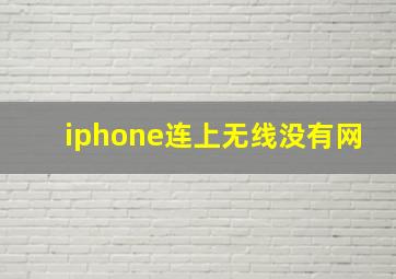 iphone连上无线没有网