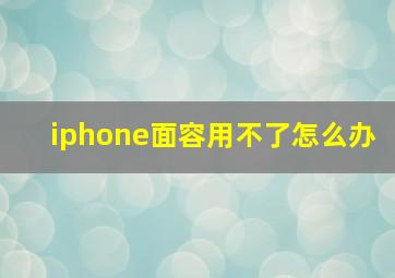 iphone面容用不了怎么办