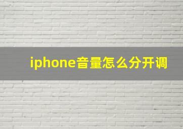 iphone音量怎么分开调