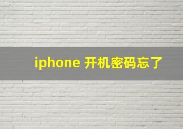 iphone 开机密码忘了