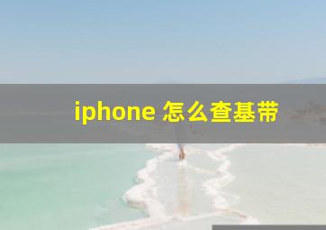 iphone 怎么查基带