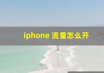 iphone 流量怎么开