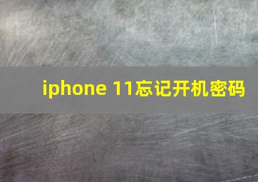 iphone 11忘记开机密码