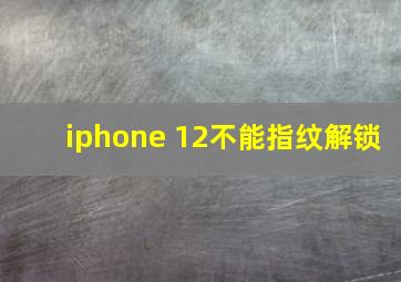 iphone 12不能指纹解锁