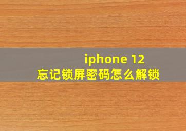 iphone 12忘记锁屏密码怎么解锁