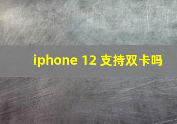 iphone 12 支持双卡吗