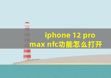 iphone 12 pro max nfc功能怎么打开