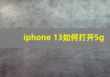 iphone 13如何打开5g