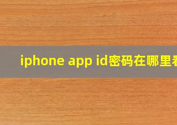 iphone app id密码在哪里看