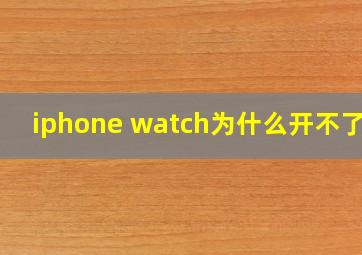 iphone watch为什么开不了机