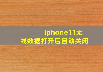 iphone11无线数据打开后自动关闭