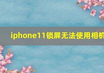 iphone11锁屏无法使用相机