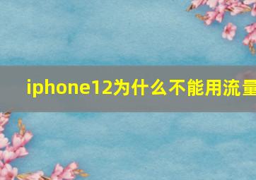 iphone12为什么不能用流量