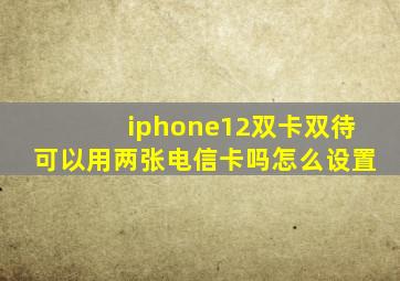 iphone12双卡双待可以用两张电信卡吗怎么设置