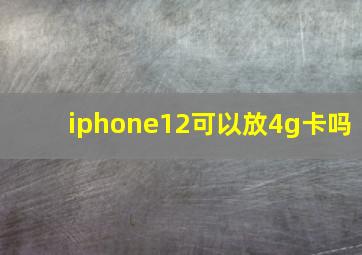 iphone12可以放4g卡吗