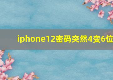 iphone12密码突然4变6位