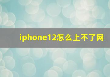 iphone12怎么上不了网